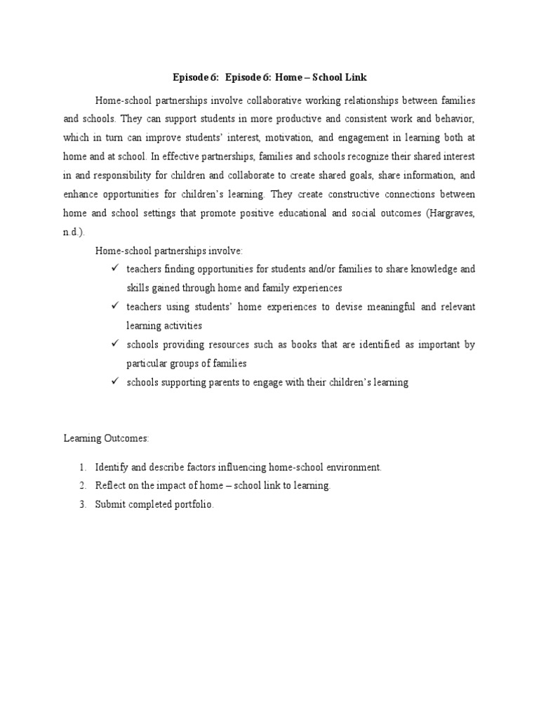 Home-School Link: Episode 6 Insights | PDF | Learning | Homeschooling