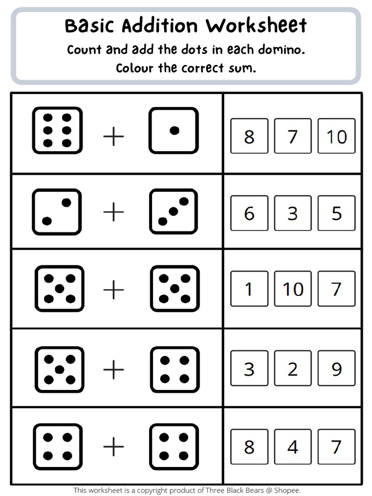 Addition Subtraction Worksheets A Kindergarden PDF Worksheet