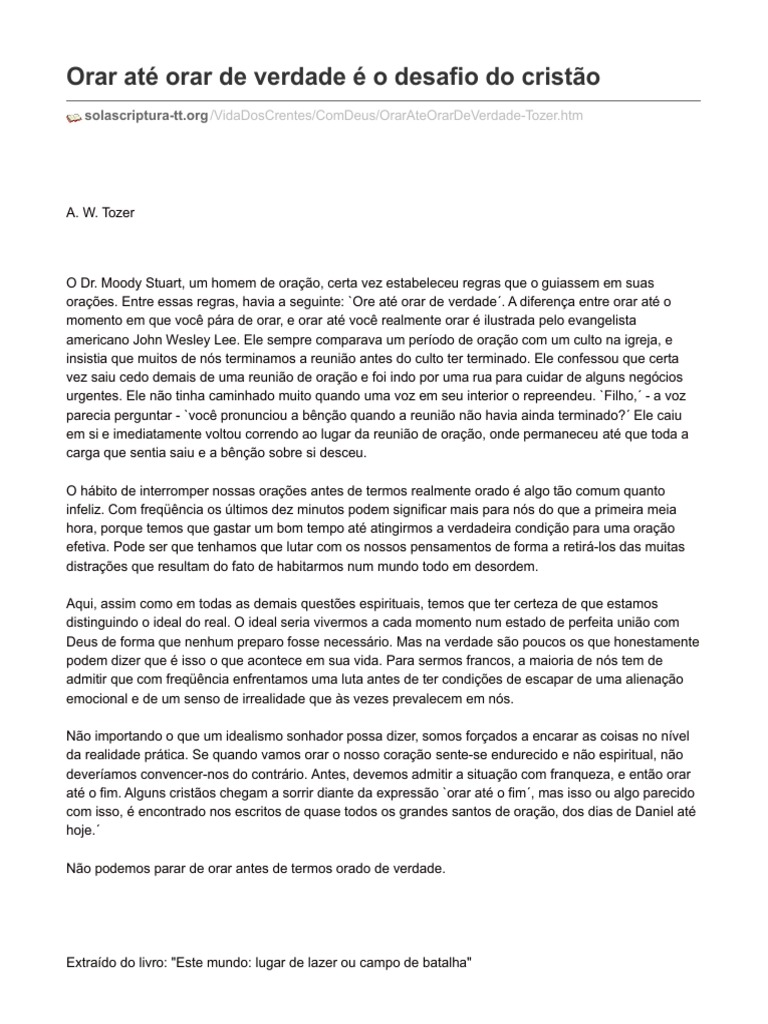 O Desafio de Orar de Verdade | PDF | Oração | Bíblia