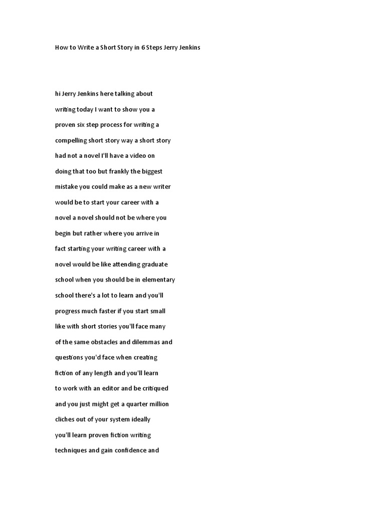 How to write a short story in 6 steps jerry jenkins pdf writer s block