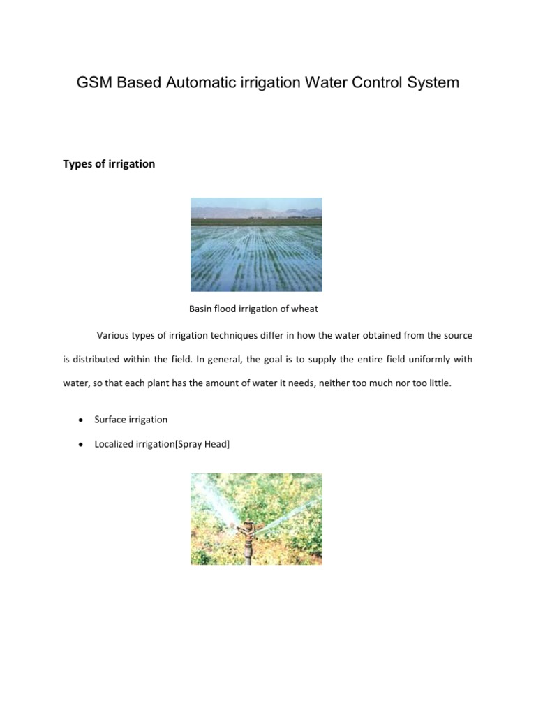 GSM Based Automatic Irrigation Water Control System PDF Irrigation