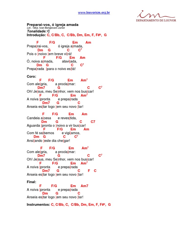 PreparaiVos, Ó Igreja Amada Cifra (Site Louvor ICM) PDF