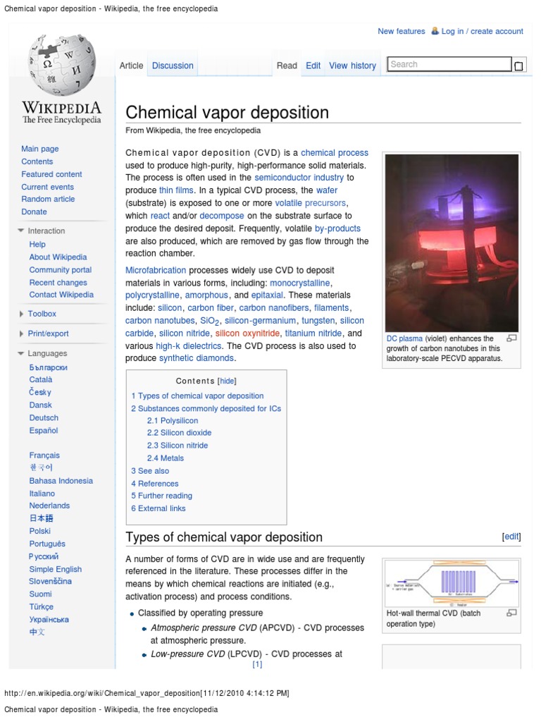 Chemical Vapor Deposition Wikipedia, The Free Encyclopedia PDF
