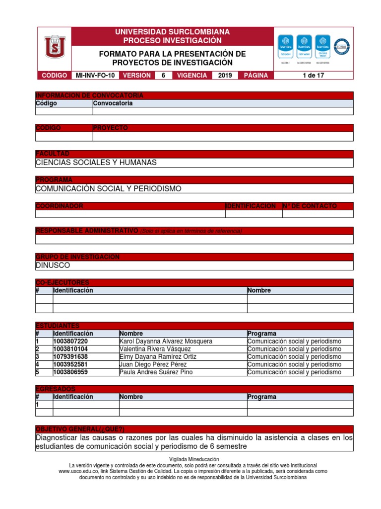 Formato F 10 | PDF | Estadísticas | Red mundial