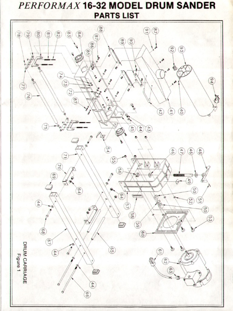 Performax 1632 Parts PDF