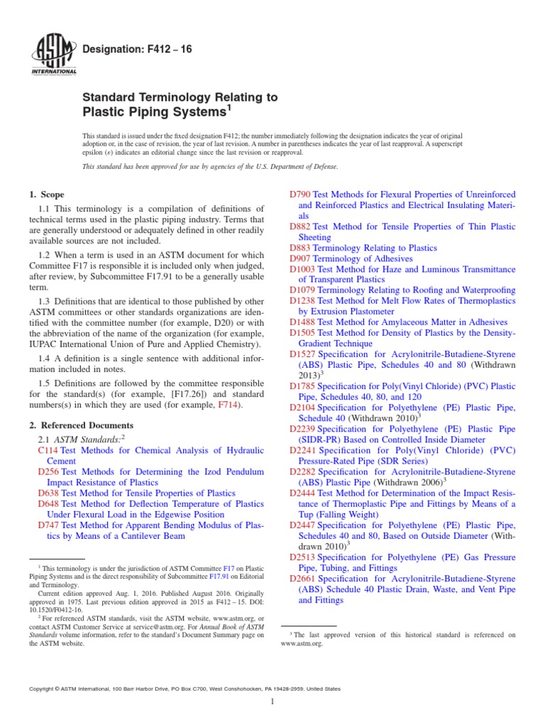 Plastic Piping Systems Standard Terminology Relating To PDF Pipe