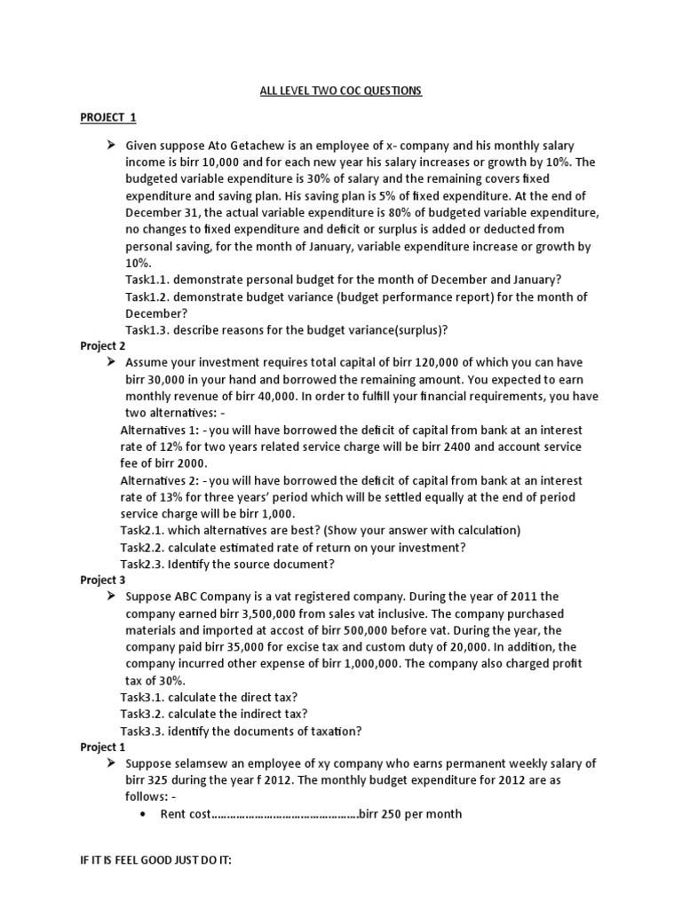 COC Exam Questions and Budget Computations | PDF | Taxes | Interest