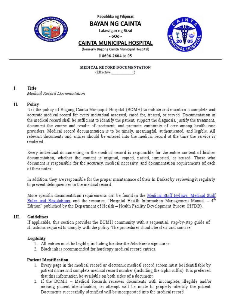 IHOP 09.02.15 Medical Record Documentation PDF Medical Record