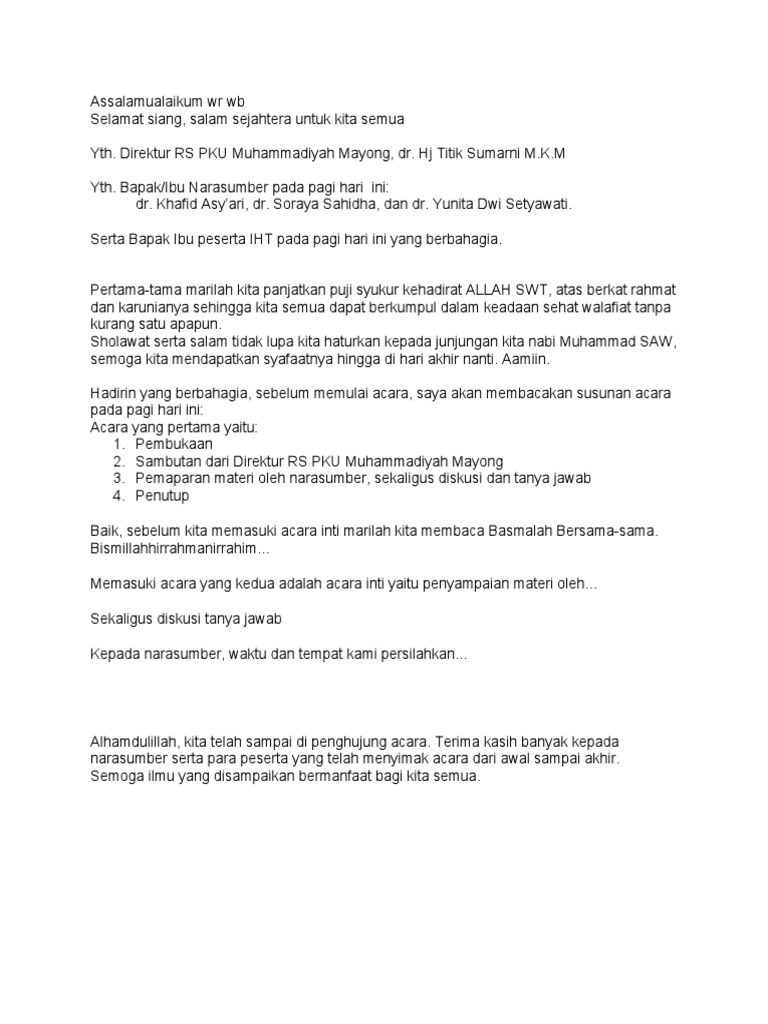MC IHT Penyuluhan Kesehatan Santri | PDF