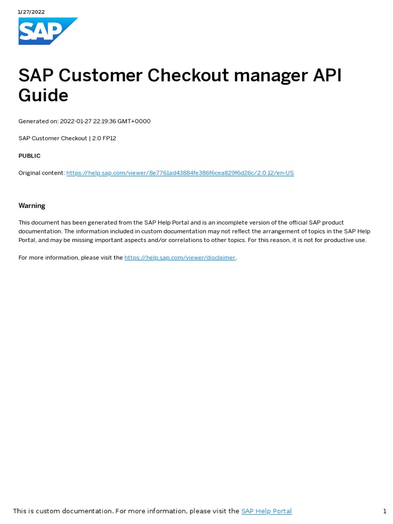 SAP Customer Checkout Manager API Guide | PDF | World Wide Web ...