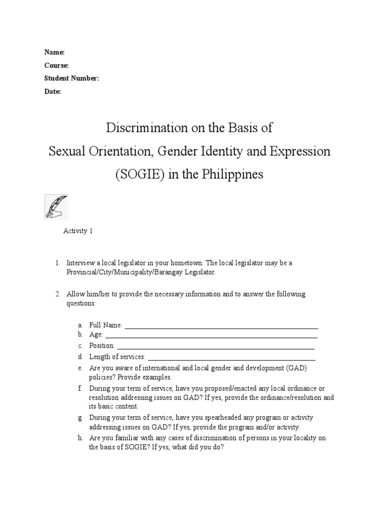 SOGIE Discrimination in the Philippines | PDF | Prejudices | Discrimination