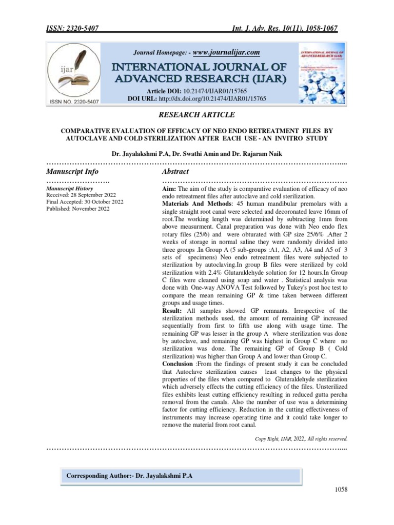 Comparative Evaluation of Efficacy of Neo Endo Retreatment Files by