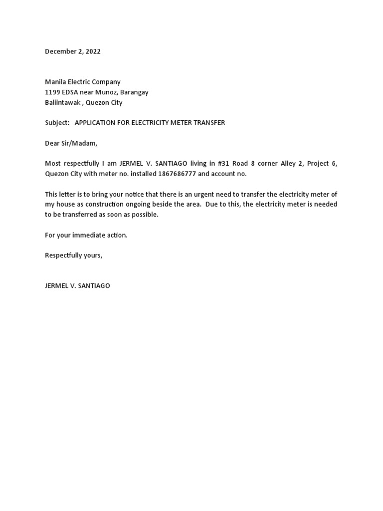 Electricity Meter Transfer Request | PDF | Home & Garden | Science ...