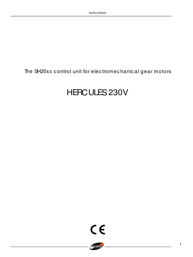 Stagnoli Hercules Gate Motor Manual | PDF | Switch | Electronics