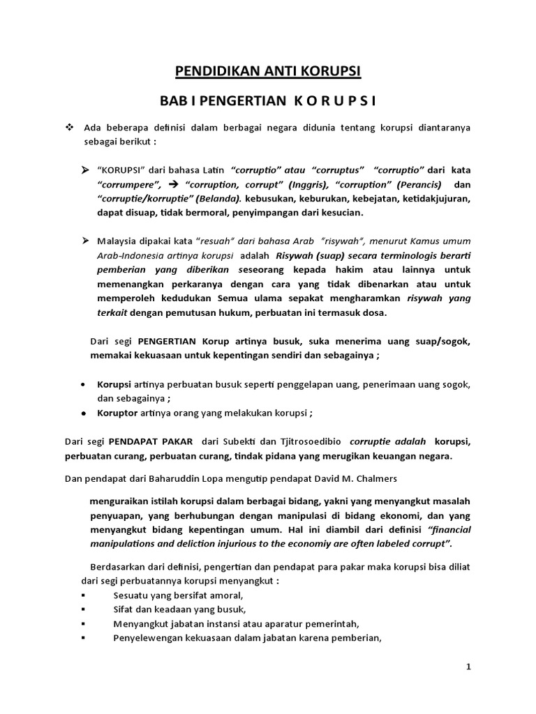 Pengertian definisi sejarah korupsi pdf