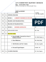 21 December 2022 PM PROGRAM and Prayer Lists