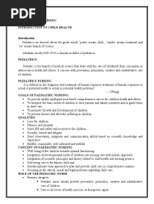 CHILD HEALTH NURSING Unit I Stuents Notes Notes