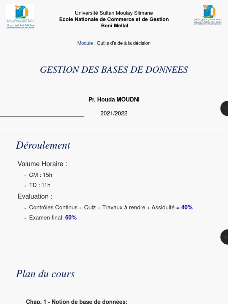 Gestion des Bases de Données SGBD | PDF | Bases de données | Informatique
