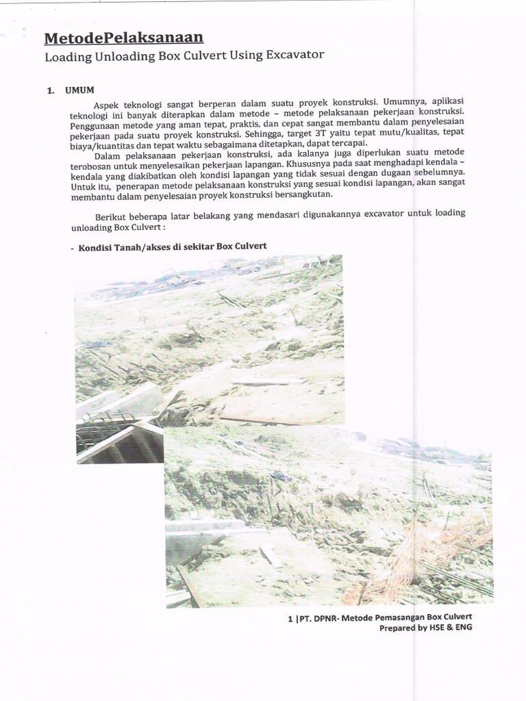 Methode Penurunan Box Culvert Using Excavator | PDF