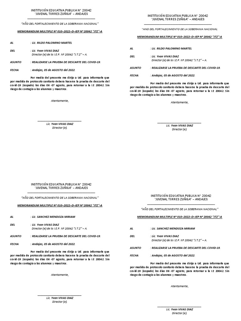 Memo 010 Descarte Prueba Covid19 PDF Salud pública Medicina CLINICA