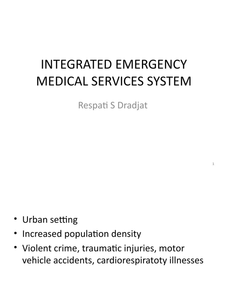 Integrated Emergency Medical Services System PDF Emergency Medical
