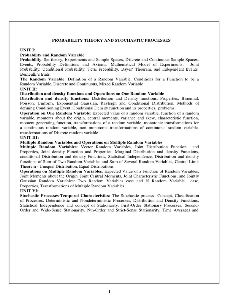 PTSP 2019 Class Notes | PDF | Probability Distribution | Random Variable