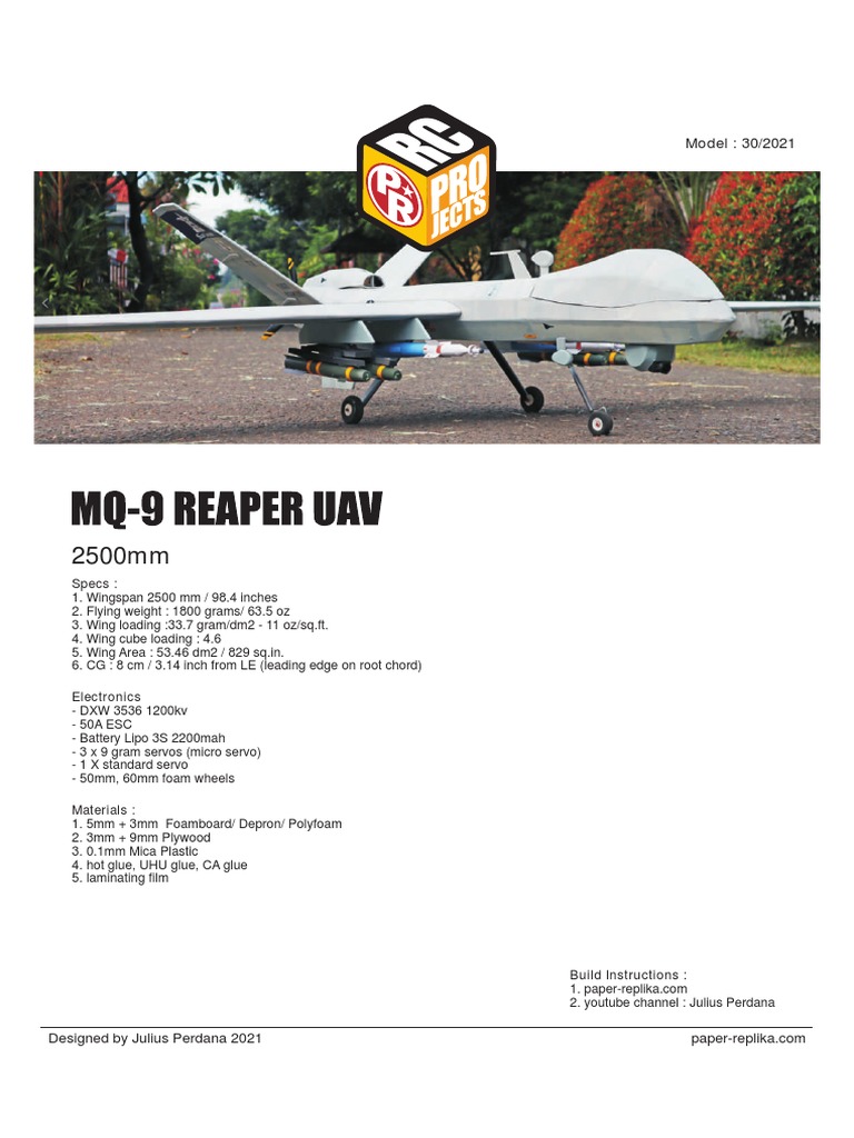 MQ-9 Reaper RC Plane Build Guide | PDF | Aircraft | Materials