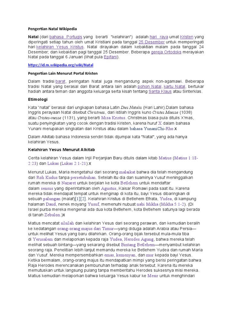 Pengertian Dan Sejarah Natal | PDF