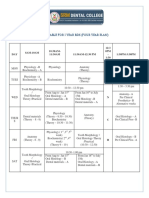 Timetable For I Year BDS Four Year Plan