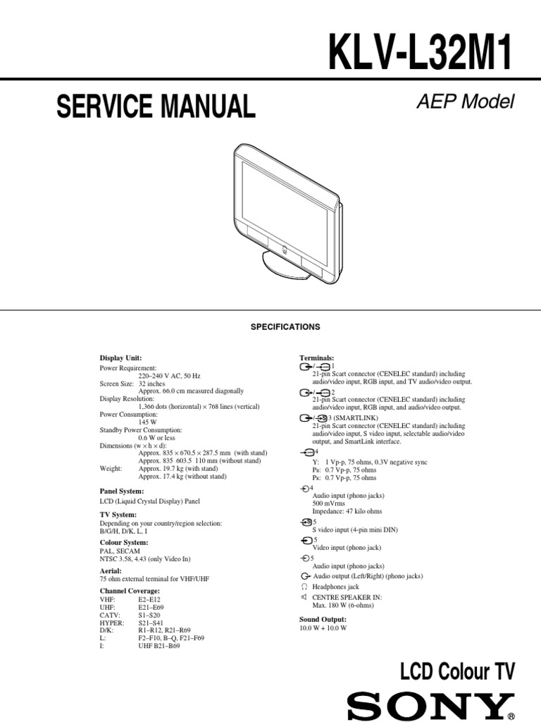 KLV-L32M1 - Service Manual | PDF | Field Effect Transistor | Diode