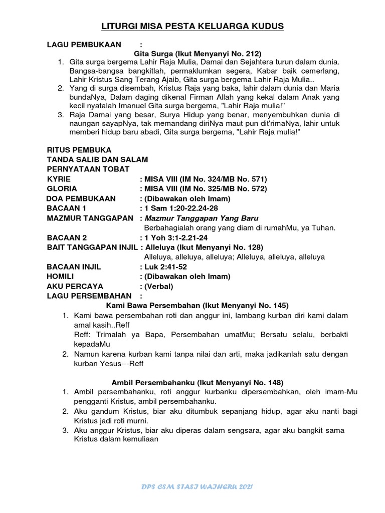 Kalender Liturgi Katolik: Pesta Keluarga Kudus 28 Desember 2025