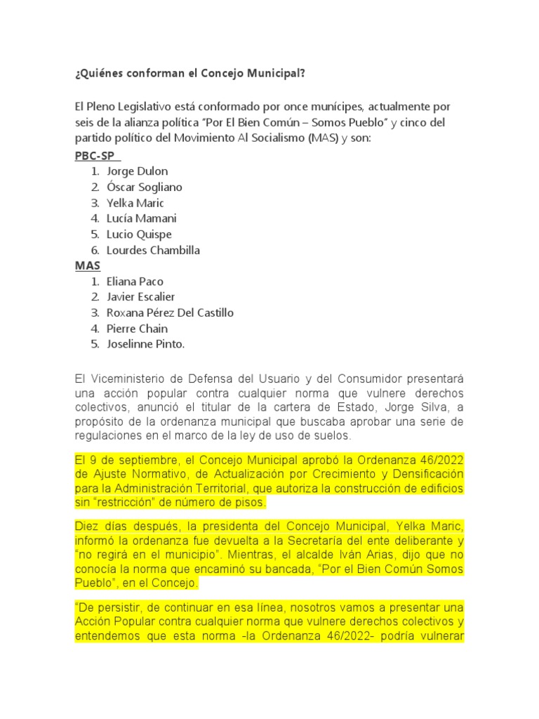 Quiénes Conforman El Concejo Municipal PDF Gobierno