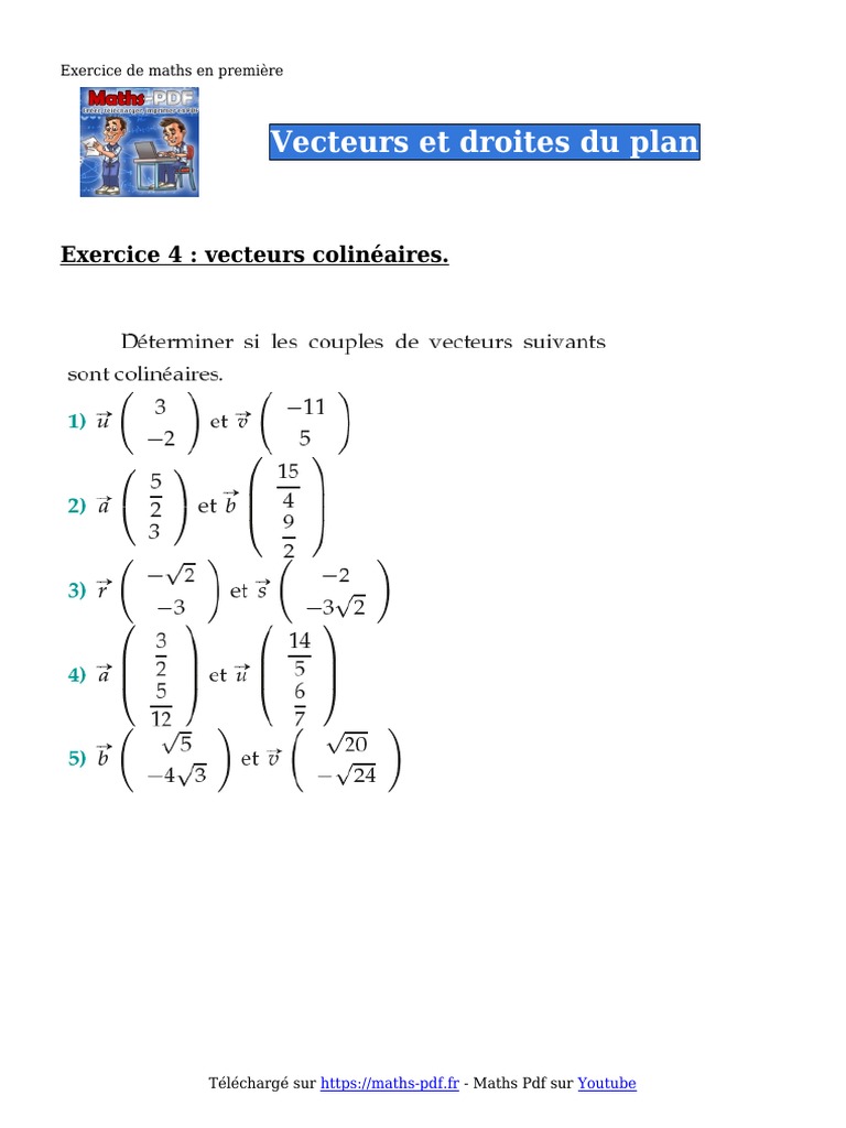 Exercices sur les vecteurs colinéaires | PDF