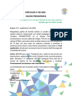 Circular 21 Información 2da Salida Pedagógica 2022