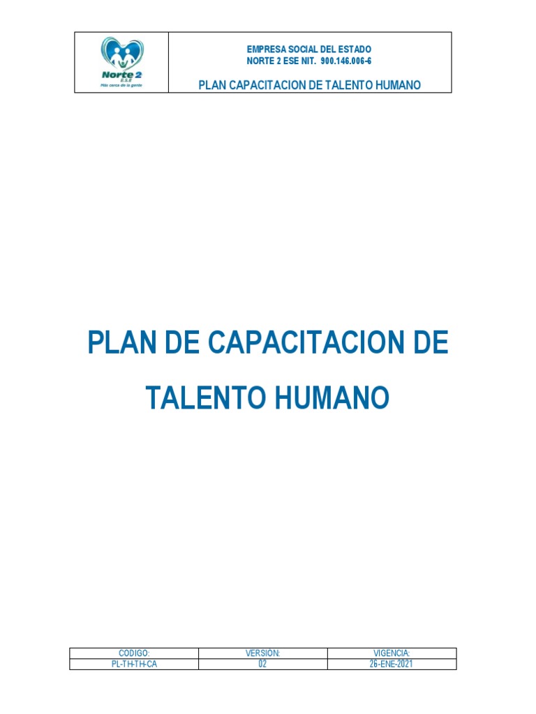 v2. Plan de Capacitacion de Talento Humano 2021 | PDF | Creación de ...
