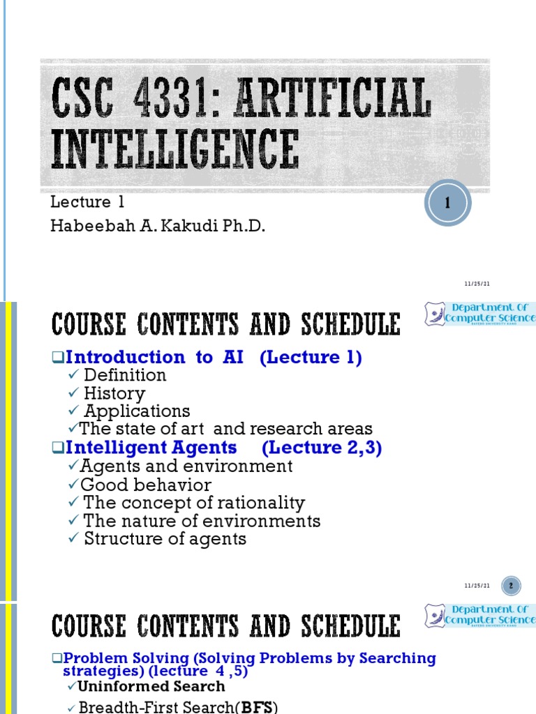 2020CSC4331 Lecture1 | PDF | Artificial Intelligence | Intelligence (AI ...