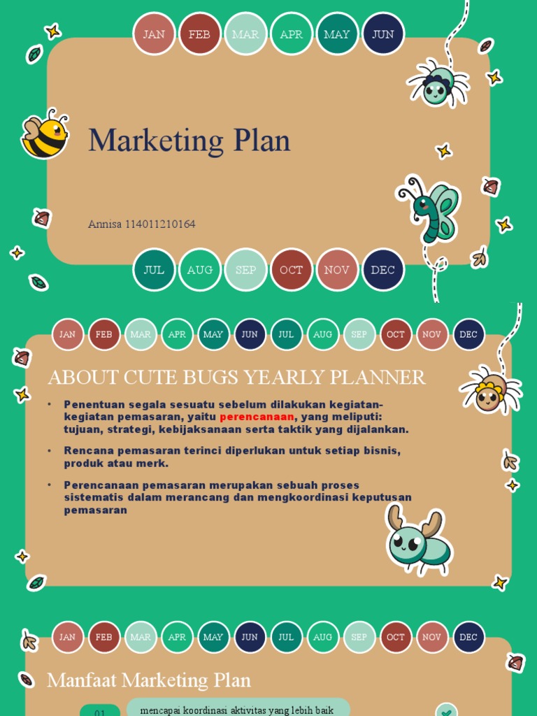 Cute Bugs Yearly Planner Infographics by Slidesgo | PDF