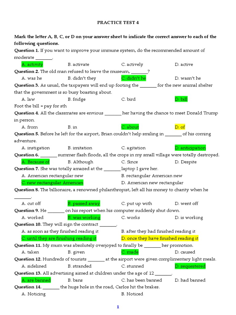 HW 16.10 - Practice Test 4 | Download Free PDF | Thought | Reason