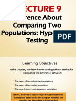 Inference About Comparing Two Populations: Hypothesis Testing