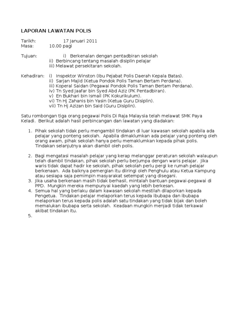 Laporan Lawatan Polis Pdf