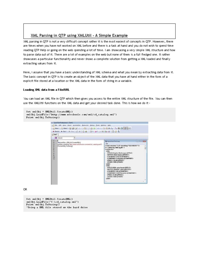 XML Parsing In QTP Using XMLUtil A Simple Example Xml Parsing