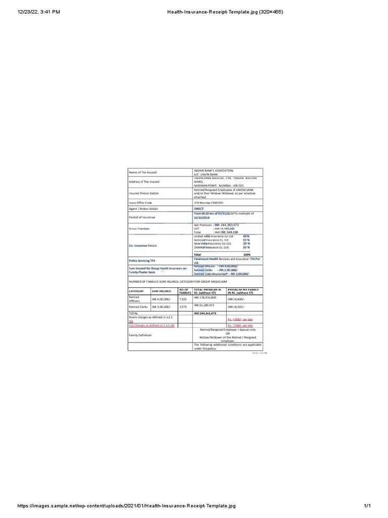 Medical Insurance Receipt Template | PDF | Self-Improvement