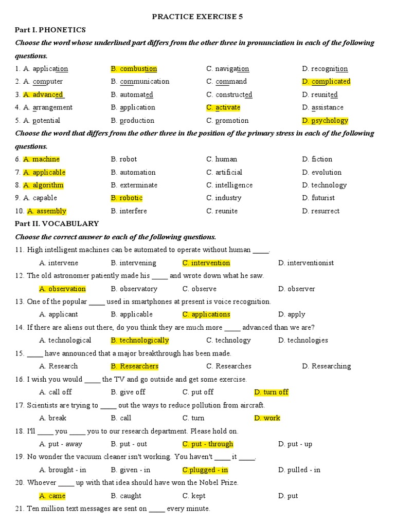 Phonetics and Vocabulary Practice Test | PDF | Artificial Intelligence ...