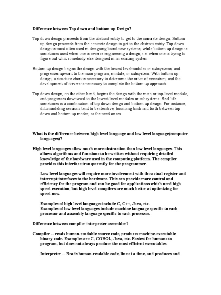 Top Down vs Bottom Up Design Explained | PDF | Top Down And Bottom Up ...