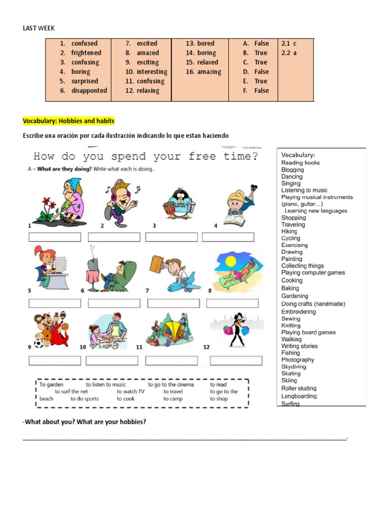 11 Hobbies and Habits PDF Habits Verb