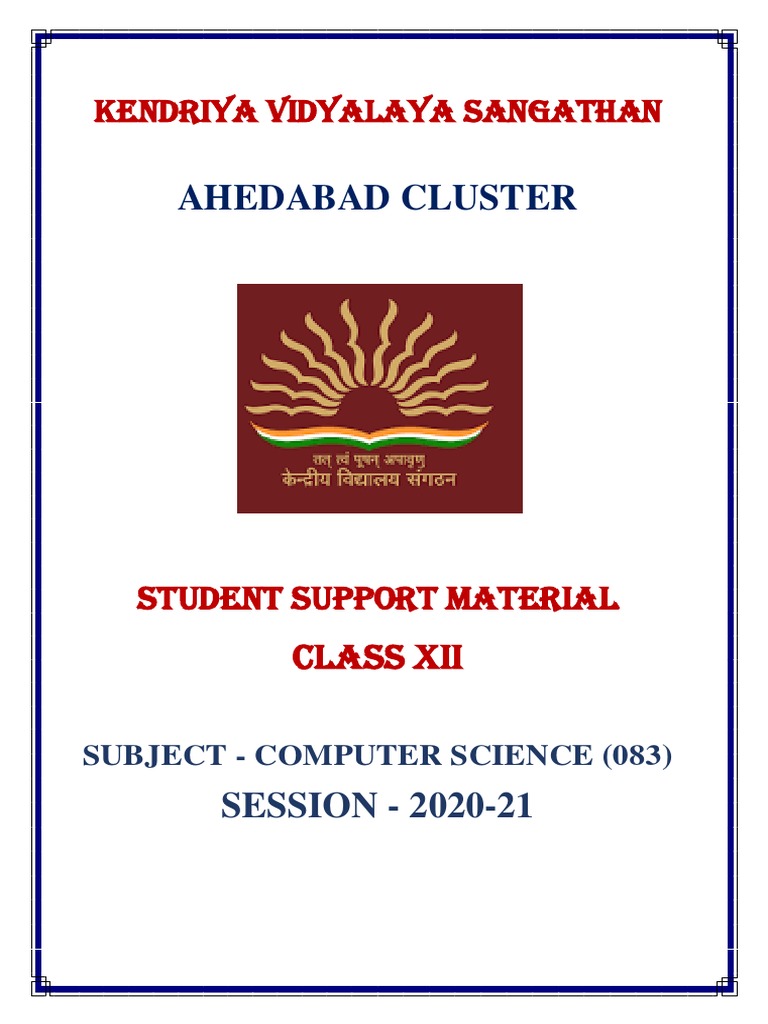Student Support Material Class Xii - Cs | PDF | Parameter (Computer ...