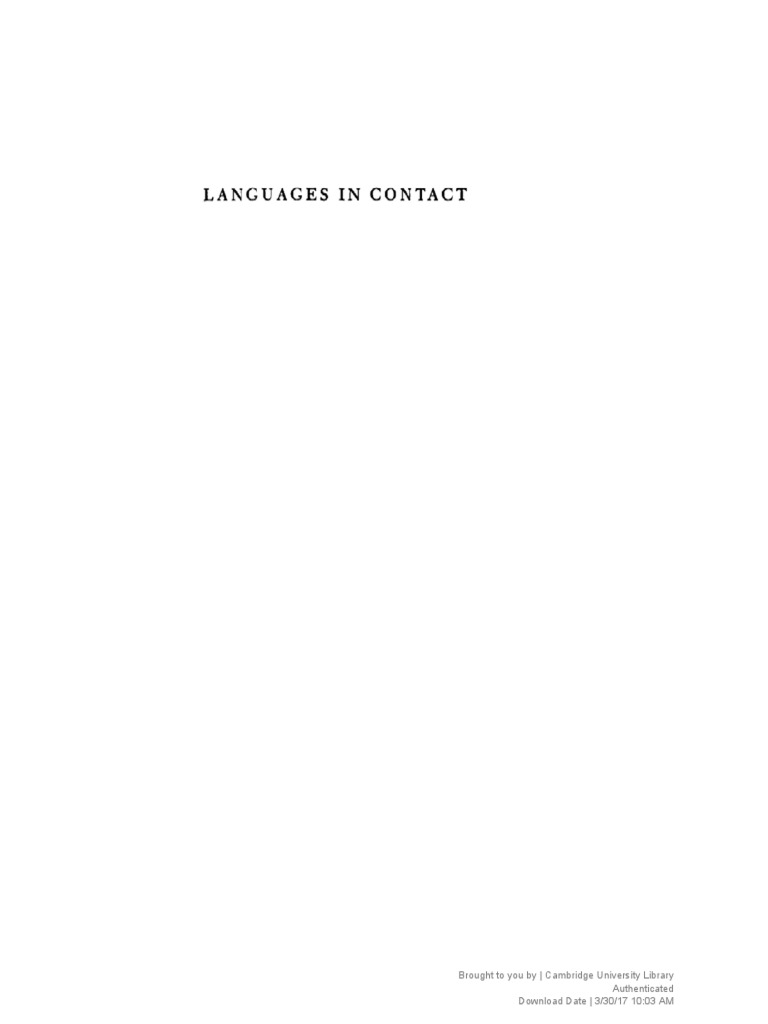 Languages in contact weinreich 1953 pdf linguistics multilingualism