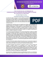 ¿Cualés Son Los Efectos de Los Problemas de Comunicación en Los Servicios de Salud Sobre La Calidad de La Salud en La Población?