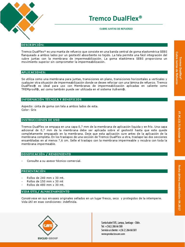 FICHA TECNICA 2017 Tremco DualFlex® | PDF