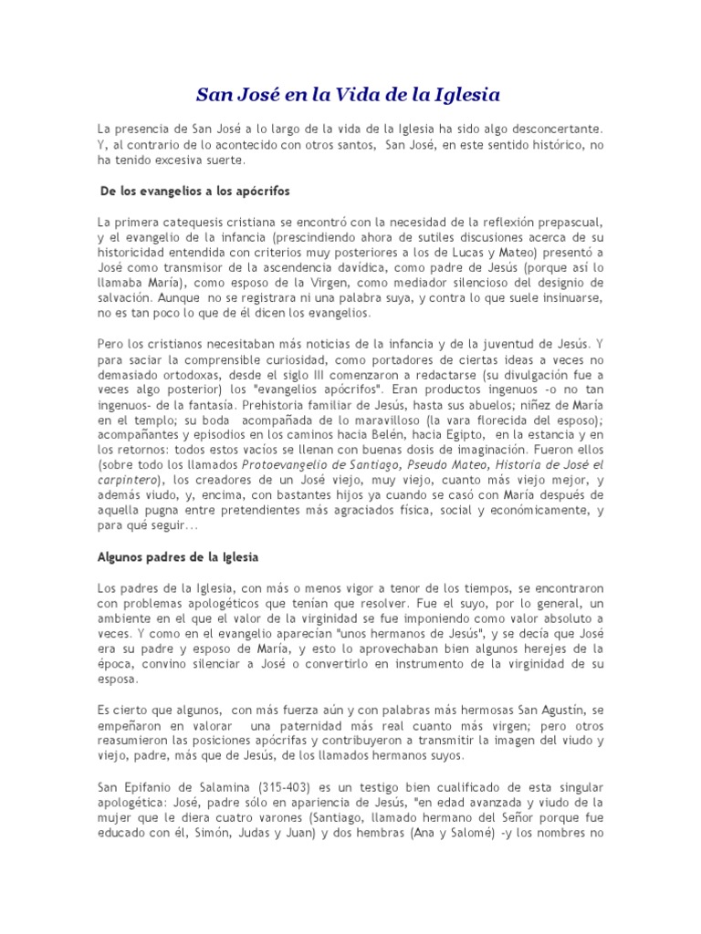 San José: Historia y Teología en la Iglesia | PDF | María, madre de ...